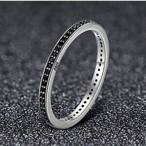 925 Sterling Silver Black Diamond CZ Ring